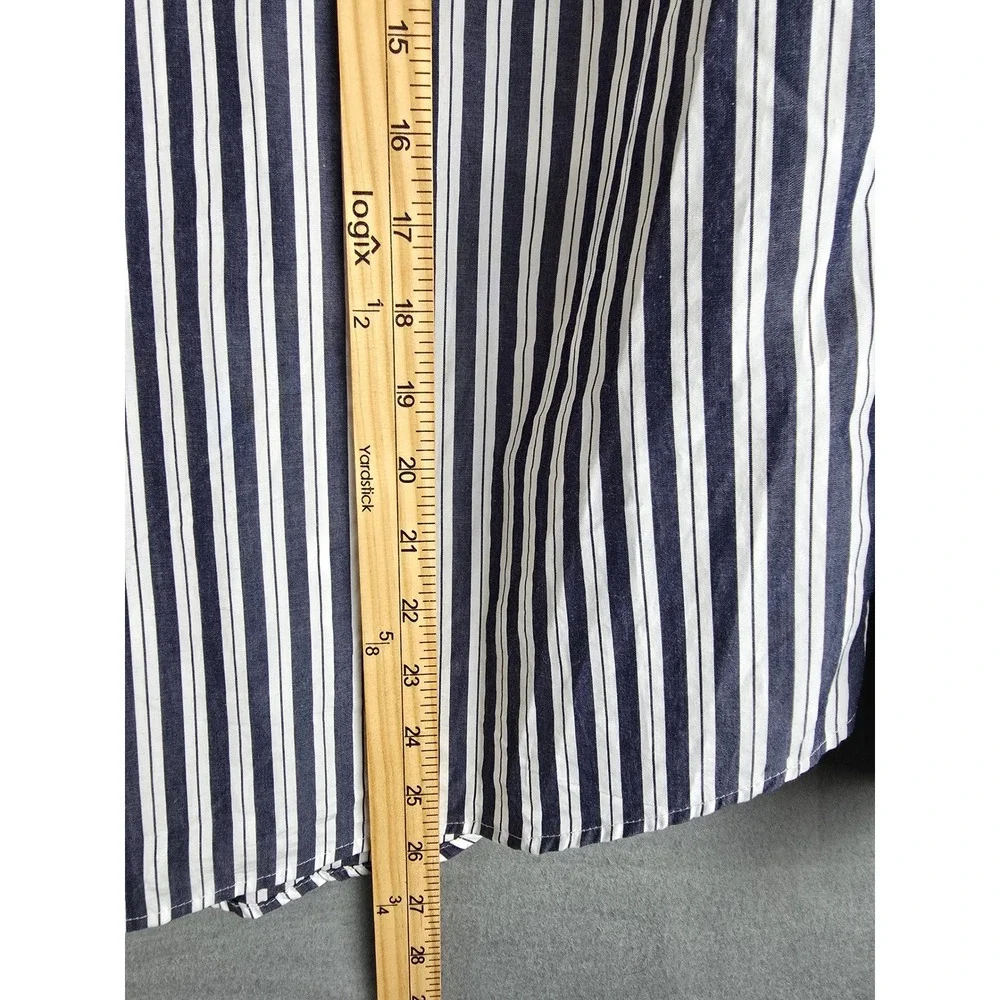 Quince Shirt Womens S Blue White Hudson Stripe Poplin Boyfriend Coastal Preppy